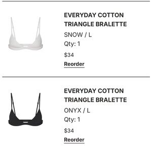 Skims Everyday Cotton Triangle Bralette — Snow & Onyx